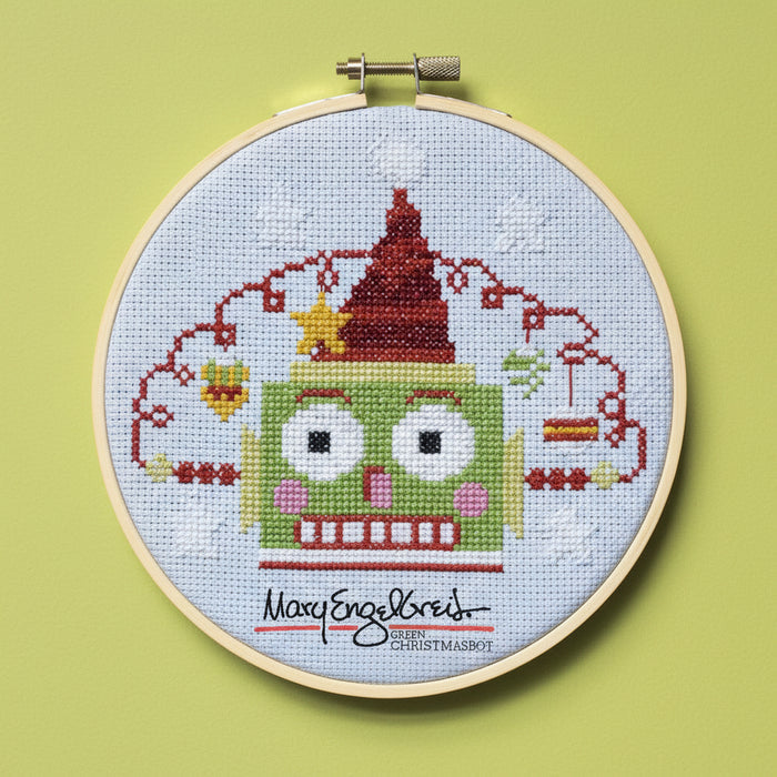 Green Christmas Robot Counted Cross Stitch Leaflet