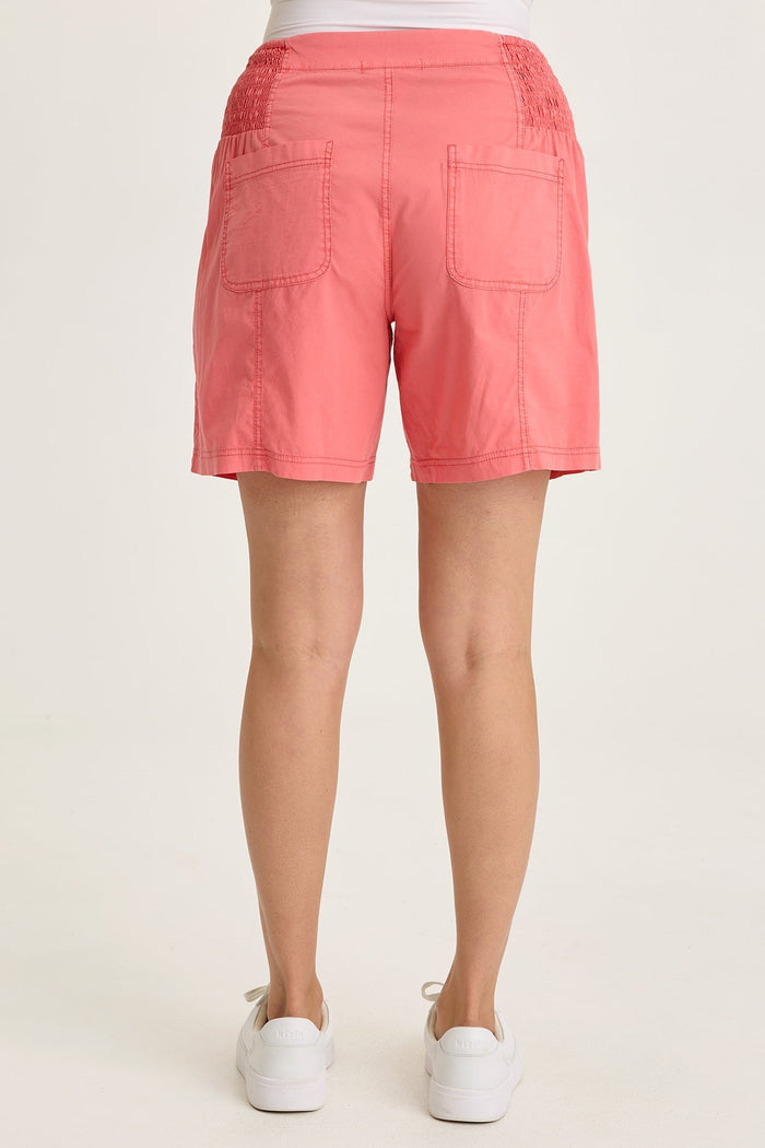 Wearables Greta Poplin Smocked-Waist Short