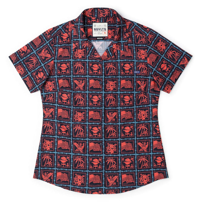 RSVLTS XS RSVLTS Women's Short Sleeve Shirt Grillaxin’ – Women's KUNUFLEX Short Sleeve Shirt Grillaxin’ – Women's KUNUFLEX Short Sleeve Shirt