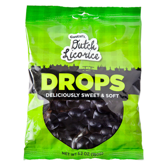 Gustaf's Drops Licorice 5.2oz Peg Bag - 12ct