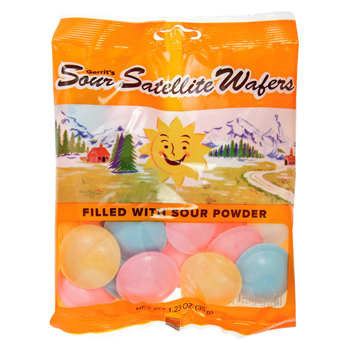 Gustaf's Wafers Sour Satellite 1.23oz Peg Bag - 12ct