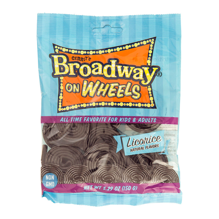 Gustaf's Wheels Licorice Broadway 5.29oz Peg Bag - 12ct