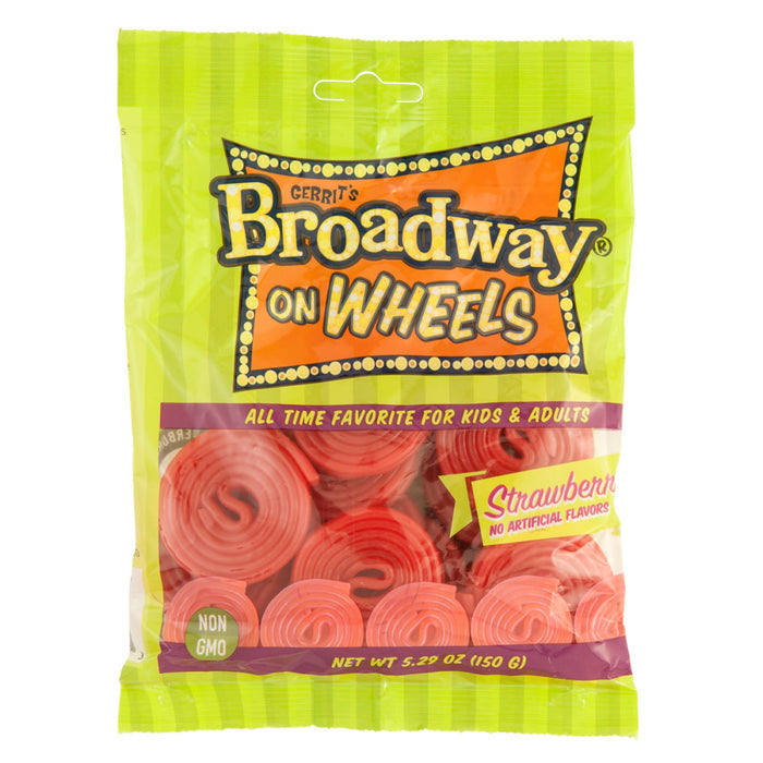 Gustaf's Wheels Strawberry Broadway 5.29oz Peg Bag - 12ct