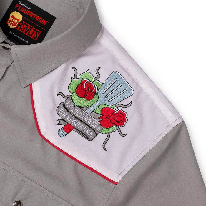 RSVLTS Guy Fieri Roper Short Sleeve Shirt Guy Fieri "Love, Peace & Taco Grease" – Roper Short Sleeve Shirt Guy Fieri "Love, Peace & Taco Grease" – Roper Short Sleeve Shirt