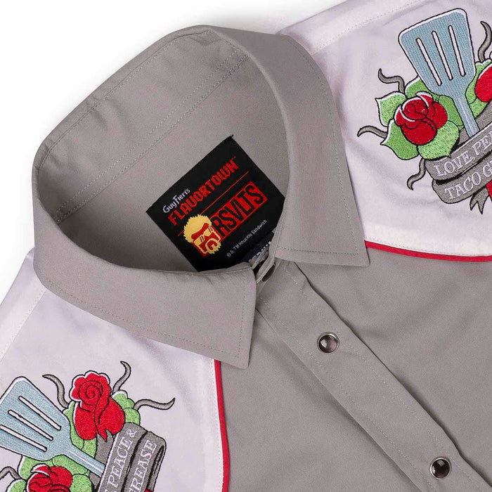 RSVLTS Guy Fieri Roper Short Sleeve Shirt Guy Fieri "Love, Peace & Taco Grease" – Roper Short Sleeve Shirt Guy Fieri "Love, Peace & Taco Grease" – Roper Short Sleeve Shirt