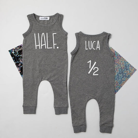 "Half" Slim Fit Sleeveless 1/2 Birthday Romper