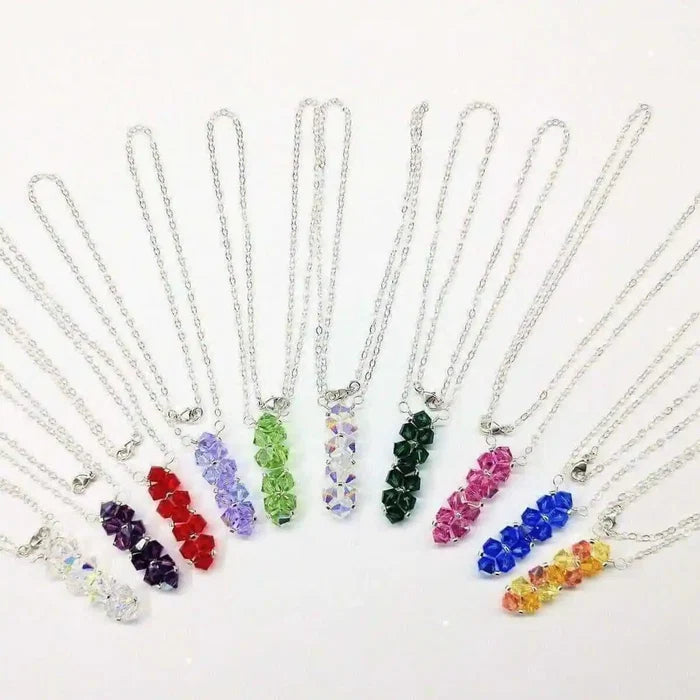 Handmade Wire Colored Woven Crystal Rock Candy Necklace showcased in various vibrant colors and styles.