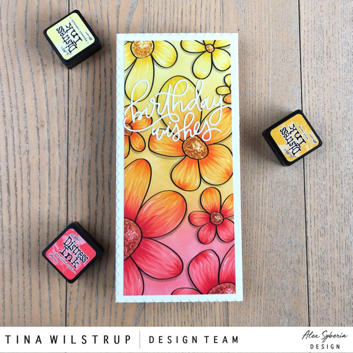 Happy Flowers Slimline Card Panel - Alex Syberia Designs