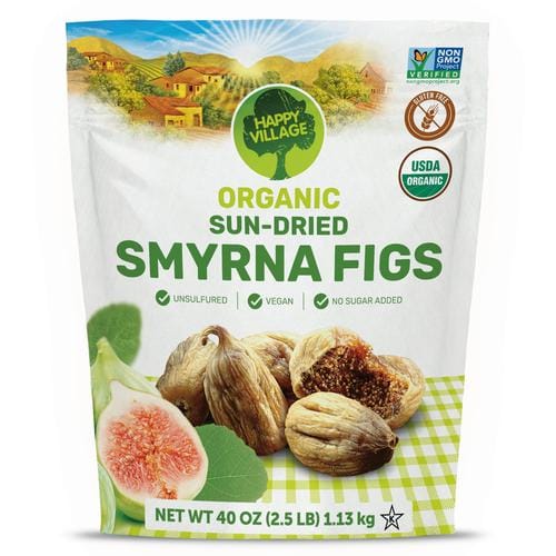 Happy Village Organic Sun Dried Figs 1.13 kg / 40 oz Enjoy them as a delicious and sweet snack that you can take and share with everyone-5046 Hannah's Variety Store
