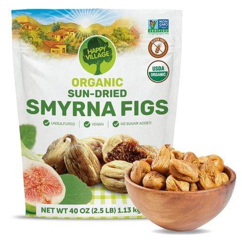 Happy Village Organic Sun Dried Figs 1.13 kg / 40 oz Enjoy them as a delicious and sweet snack that you can take and share with everyone-5046 Hannah's Variety Store