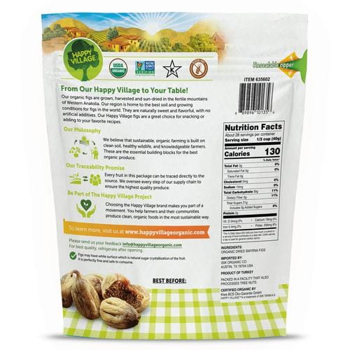Happy Village Organic Sun Dried Figs 1.13 kg / 40 oz Enjoy them as a delicious and sweet snack that you can take and share with everyone-5046 Hannah's Variety Store