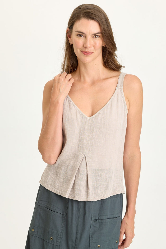 Wearables Hedley Gauze/Jersey Box Pleat Tank