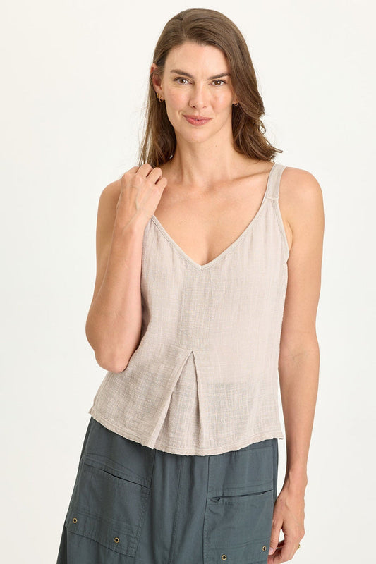 Wearables Hedley Gauze/Jersey Box Pleat Tank