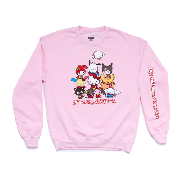 Hello Kitty and Friends Adult Cozy Group Crewneck (Pink) Apparel Mad Engine Global LLC