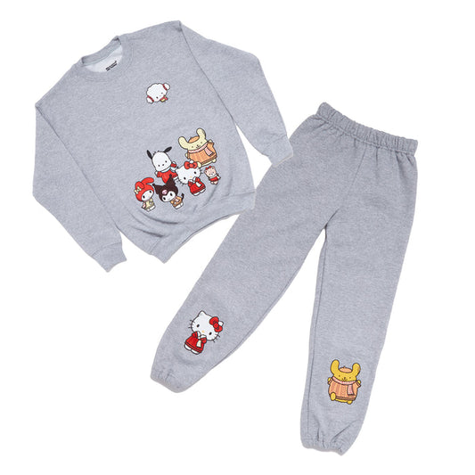 Hello Kitty and Friends Big Kids Cozy Fleece Loungewear Set (Heather) Apparel Mad Engine Global LLC