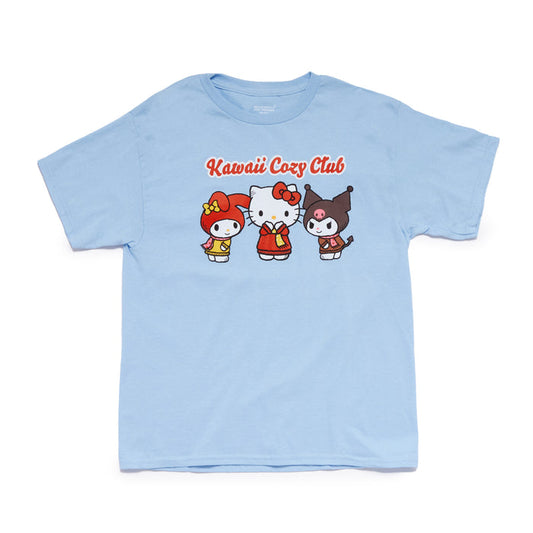 Hello Kitty and Friends Big Kids Kawaii Cozy Club Tee (Light Blue) Apparel Mad Engine Global LLC
