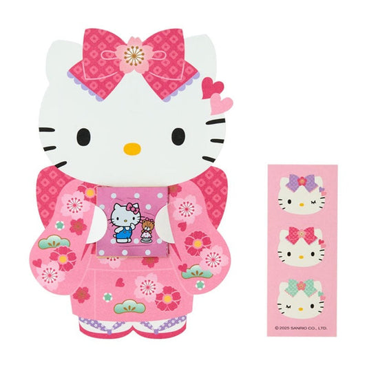 Hello Kitty Enclosure Envelope 6-pc Set (Pink Kimono) Stationery Japan Original
