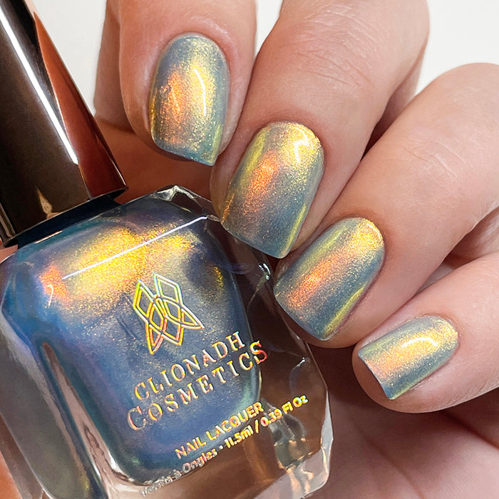 Close up of nails done with Hilt Nail Lacquer on fair skin tone.