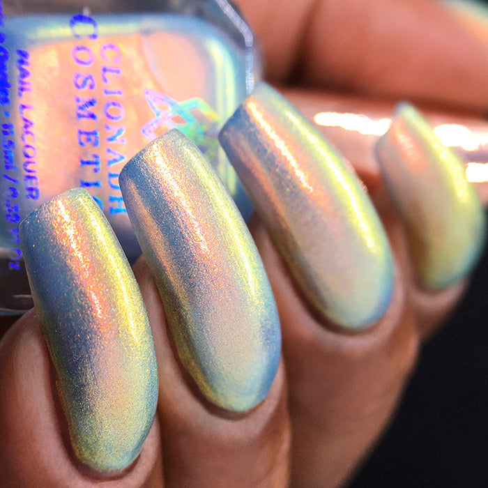 Close up of nails done with Hilt Nail Lacquer on medium skin tone