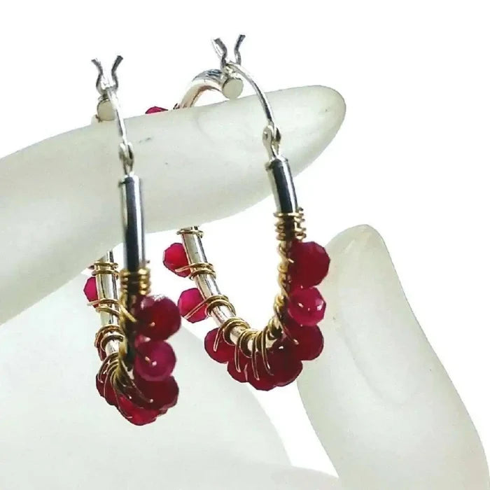 AMD1017Hot Pink Chalcedony Wire Wrapped Sterling Silver Hoop Earrings JewelryEarrings$ 109.00Alexa Martha Designs