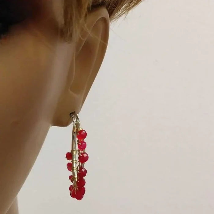 AMD1017Hot Pink Chalcedony Wire Wrapped Sterling Silver Hoop Earrings JewelryEarrings$ 109.00Alexa Martha Designs