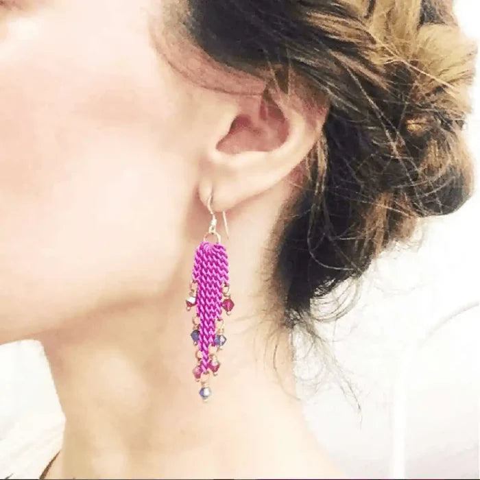 AMD1066Hot Pink Tassel Crystal Earrings - Statement ChainJewelryEarrings$ 89.00Alexa Martha Designs