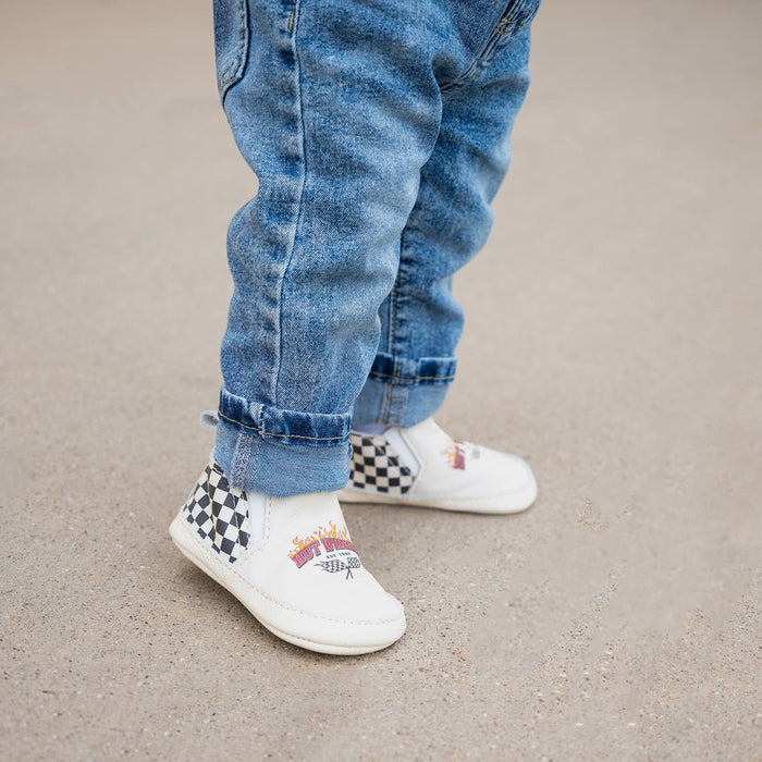 Hot Wheels™ Checkered Slip On Baby Shoes Slip On Soft Sole