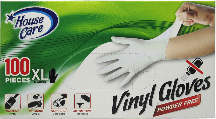 House Care, Vinyl, Powder Free, Disposable Gloves (in Medium, Large, Extra-Large) CH99232/CH99233/CH99234 MEGA