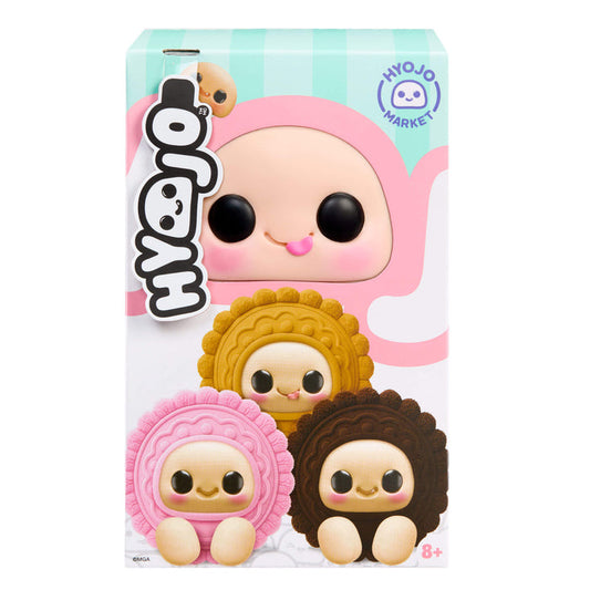 Packaging of cute Hyojo Cookie Sandwich character figurines with 'Hyojo' branding on a white background