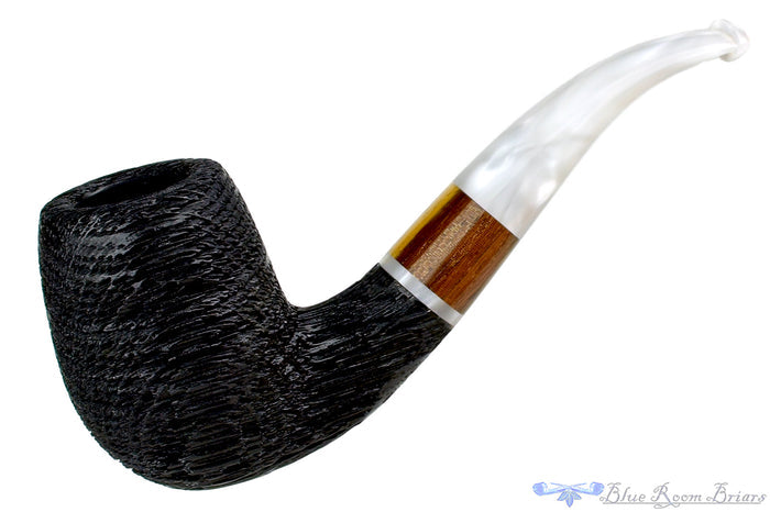 Blue Room Briars is proud to present this Ian Nicol Pipe 1/4 Bent Sandblast Morta Billiard with Ironwood and Acrylic