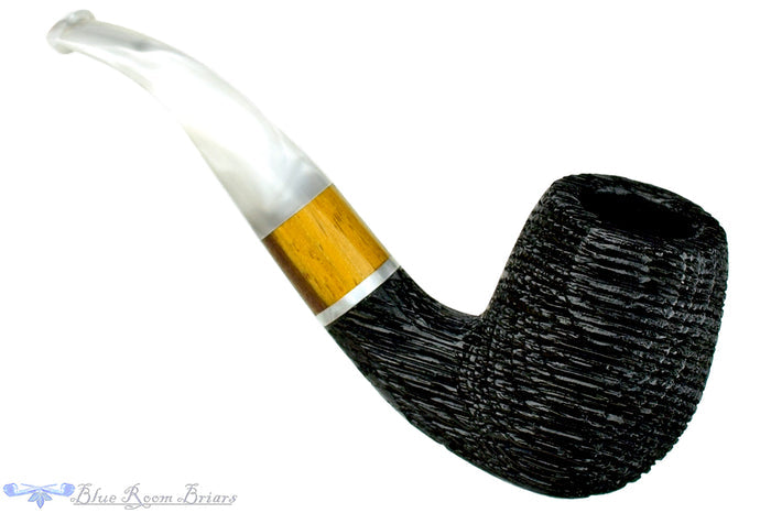 Blue Room Briars is proud to present this Ian Nicol Pipe 1/4 Bent Sandblast Morta Billiard with Ironwood and Acrylic