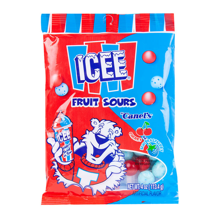 ICEE Cherry and Blue Raspberry Fruit Sours Candy Peg Bags - 12 Count