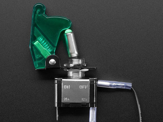 Illuminated Toggle Switch with Cover - Green by The Pi Hut - The Pi Hut
