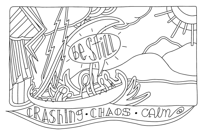 "Be still" coloring page B&W simplified
