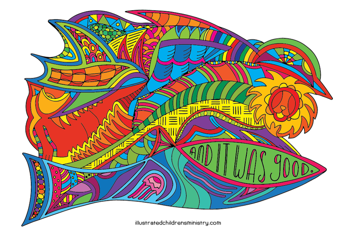 "And it was good" coloring page