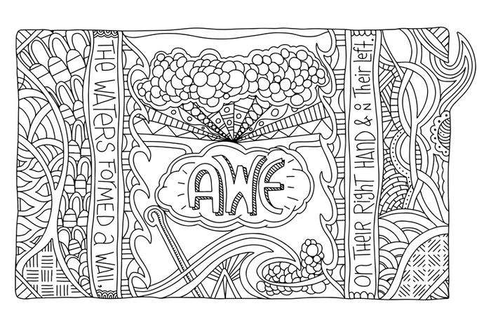 Illustrated Earth Coloring Poster B&W
