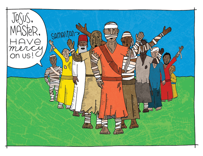 Illustration to accompany children's moment - Jesus and lepers