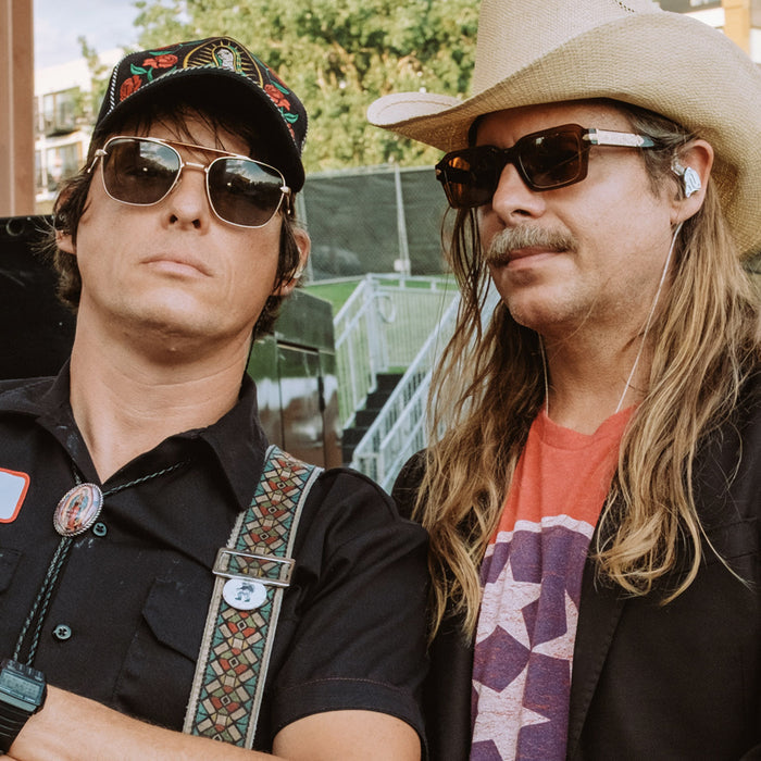 lifestyle - diff eyewear x stephen wilson jr. wearing i am song and scott murray wearing calico creak whiskey sunglasses