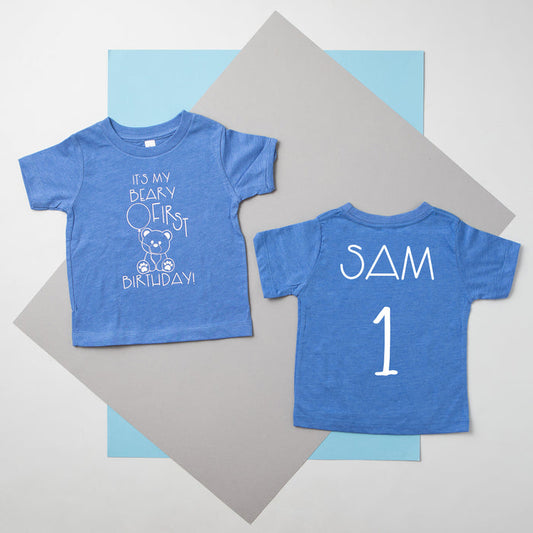 "It's My Beary First Birthday" Teddy Bear Themed Personalized Birthday T-shirt/Bodysuit