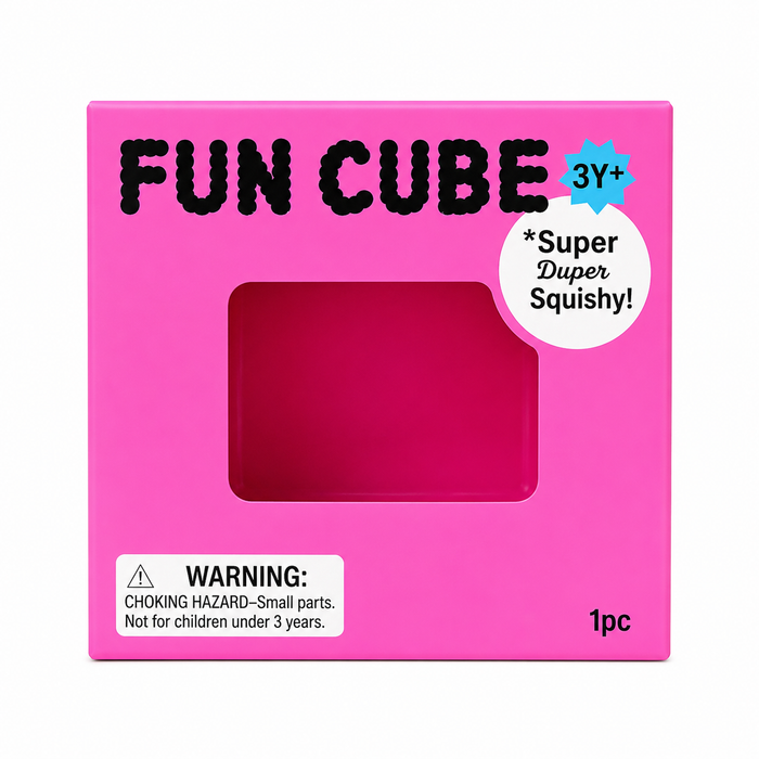 J'adore 2.5 Inch Fun Cube Squishy Fidget Sensory Toy - PINK