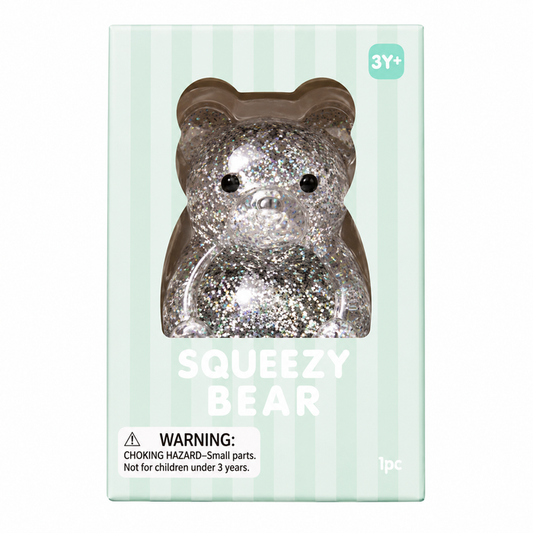 J'adore 2.5 Inch Squeezy Bear Squishy Fidget Sensory Toy - SILVER