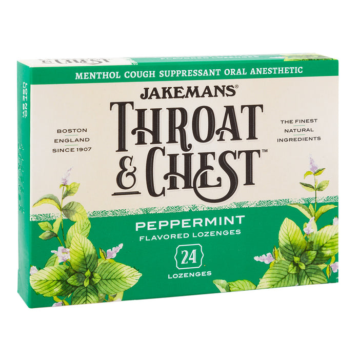Jakemans Cough Drops Throat & Chest Peppermint 24 Pc 3oz Box - 6ct