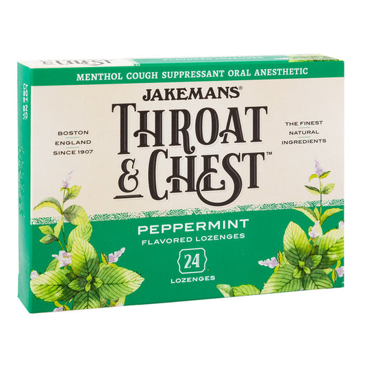 Jakemans Cough Drops Throat & Chest Peppermint 24 Pc 3oz Box - 6ct