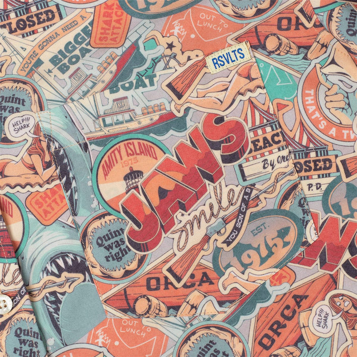 RSVLTS Jaws Short Sleeve Shirt Jaws 50th Anniversary "Greetings from Amity" – KUNUFLEX Short Sleeve Shirt Jaws 50th Anniversary "Greetings from Amity" – KUNUFLEX Short Sleeve Shirt