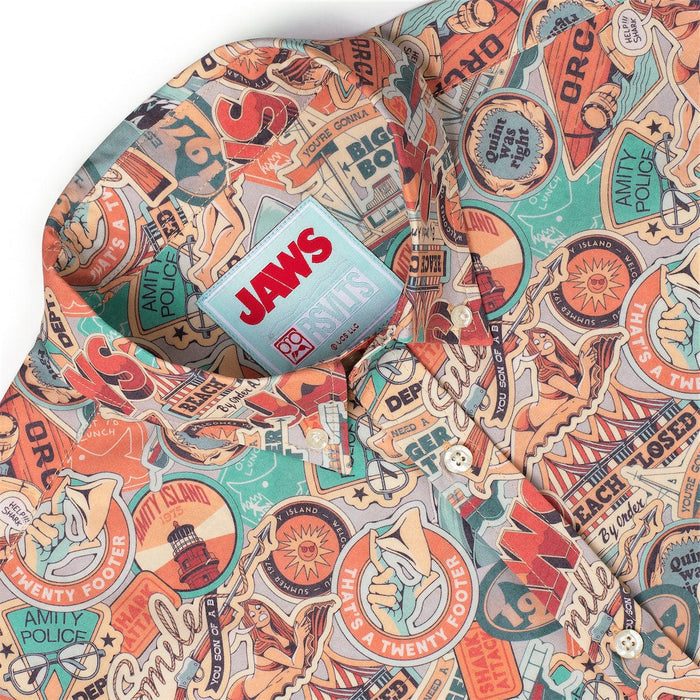 RSVLTS Jaws Short Sleeve Shirt Jaws 50th Anniversary "Greetings from Amity" – KUNUFLEX Short Sleeve Shirt Jaws 50th Anniversary "Greetings from Amity" – KUNUFLEX Short Sleeve Shirt