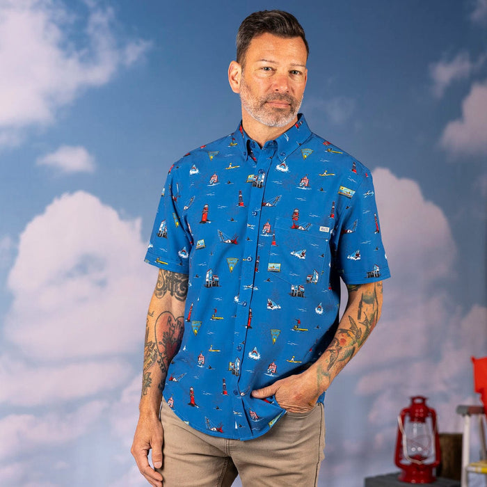 RSVLTS Jaws Short Sleeve Shirt Jaws 50th Anniversary "Swim at Your Own Risk" – KUNUFLEX Short Sleeve Shirt Jaws 50th Anniversary "Swim at Your Own Risk" – KUNUFLEX Short Sleeve Shirt
