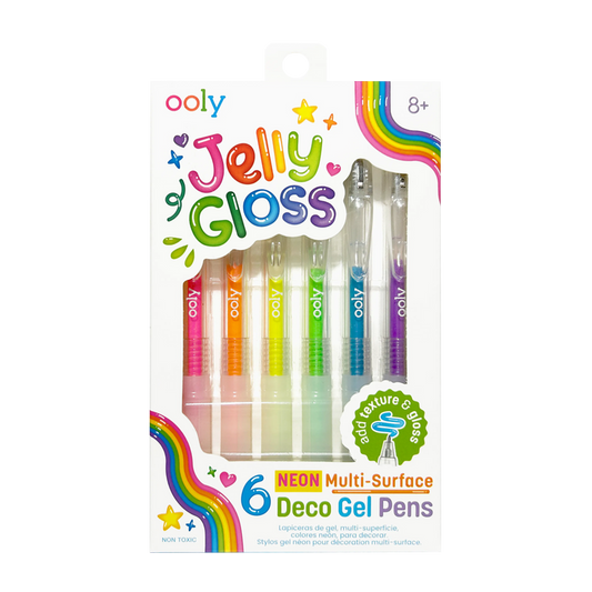 Front of packaging of OOLY Jelly Gloss Neon Multi-Surface Deco Gel Pens