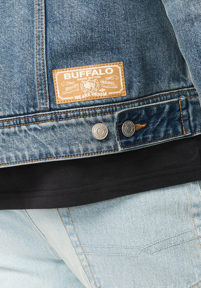 Joe Men's Oversized Stretch Denim Trucker Jacket, Sanded Wash - BM26303