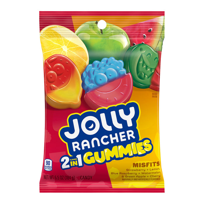 Jolly Rancher Misfits 2 in 1 Gummy Candy Peg Bag - 12 Count
