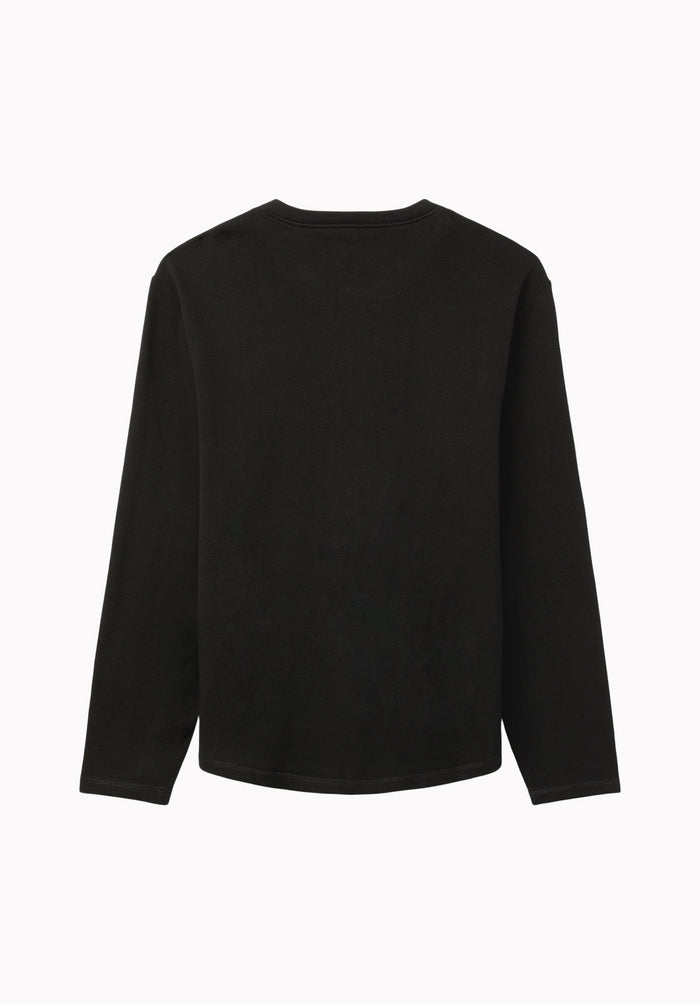 Kambo Men's Ribbed Long Sleeve Henley, Black - BM24974